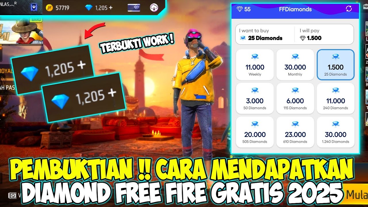 BONGKAR ! CARA MENDAPATKAN DIAMOND FREE FIRE GRATIS TERBARU 2025 - TERBUKTI WORK