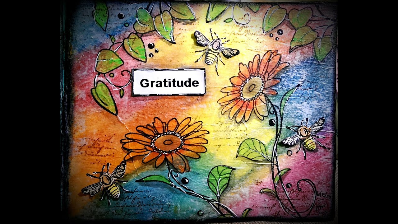 Mixed Media Mini Art Journal Series Page #16 - Gratitude