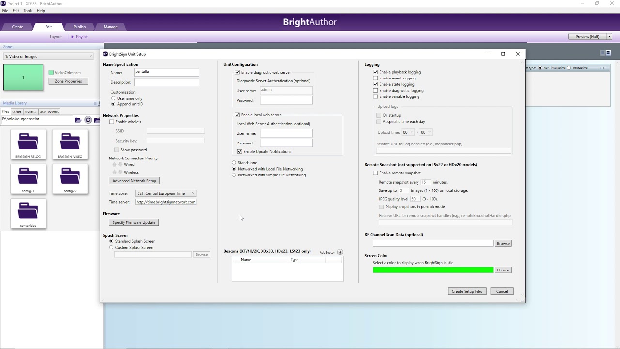 1 brightsign configurar ip