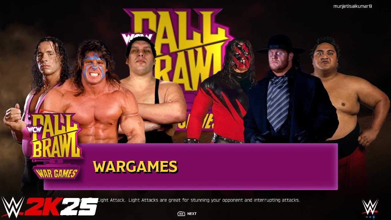 Full Match - Ultimate Warrior,Bret Hart,Andre vs Kane,Undertaker,Yokozuna at War Games | WWE 2k25 