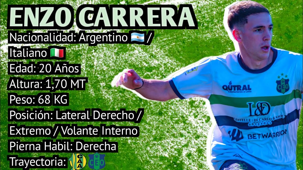 Enzo Carrera - Argentino 🇦🇷 / Italiano 🇮🇹 - Lateral Derecho - Extremo - Volante Interno 