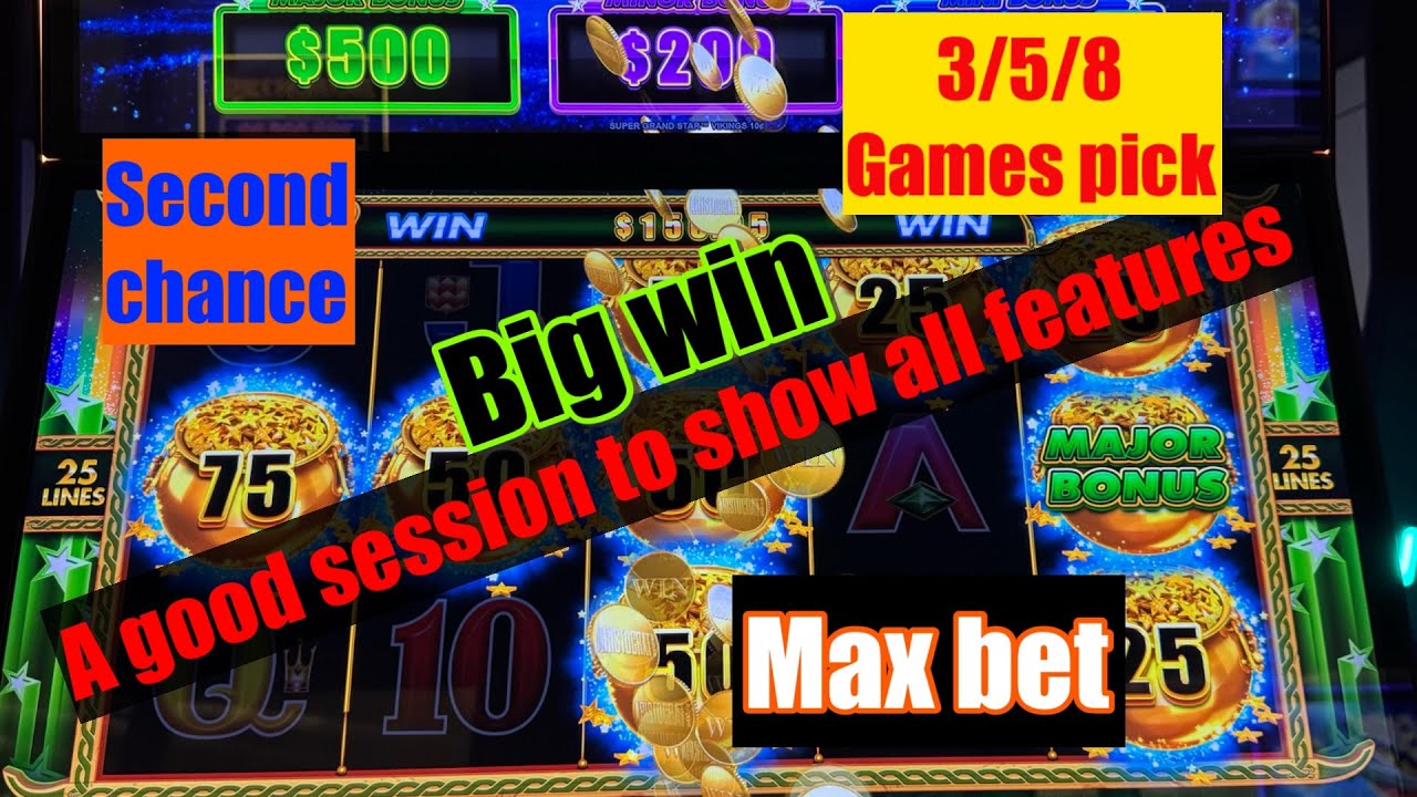 New grand star shows all features second chance pick all 3/5/8 games lots of max bet color stars