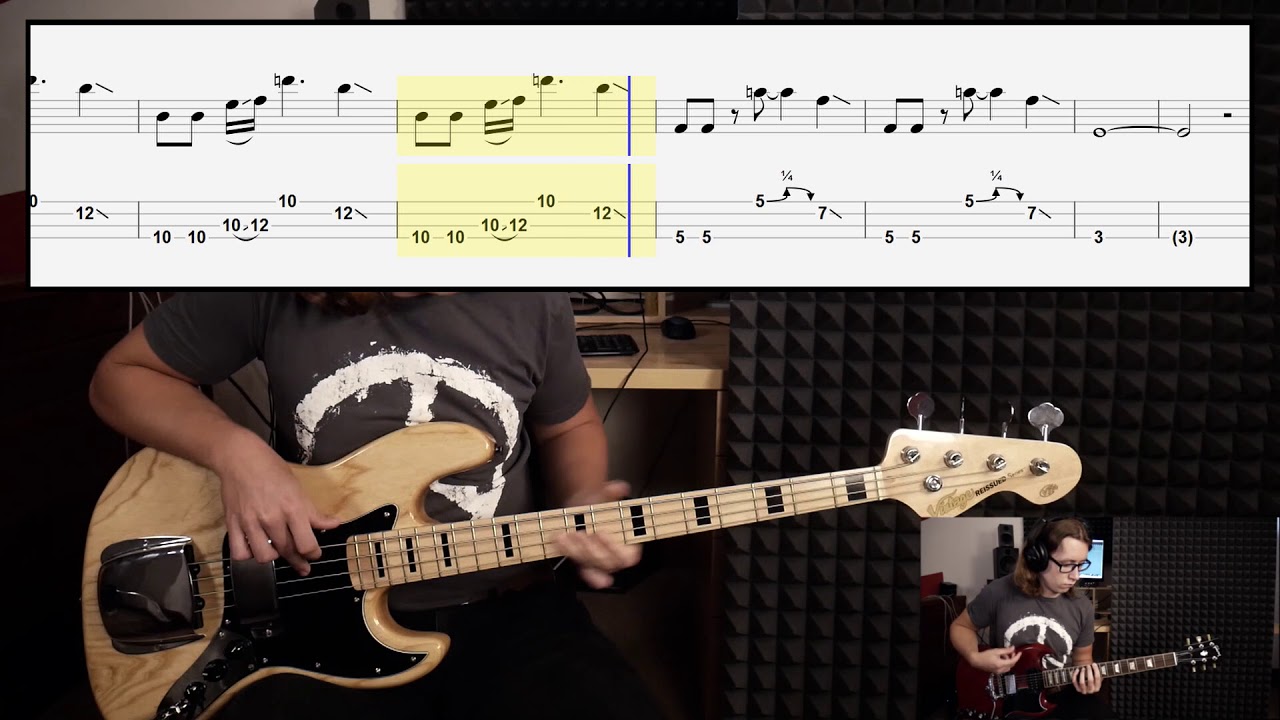 The Beatles - Come Together (bass cover with tabs in video)
