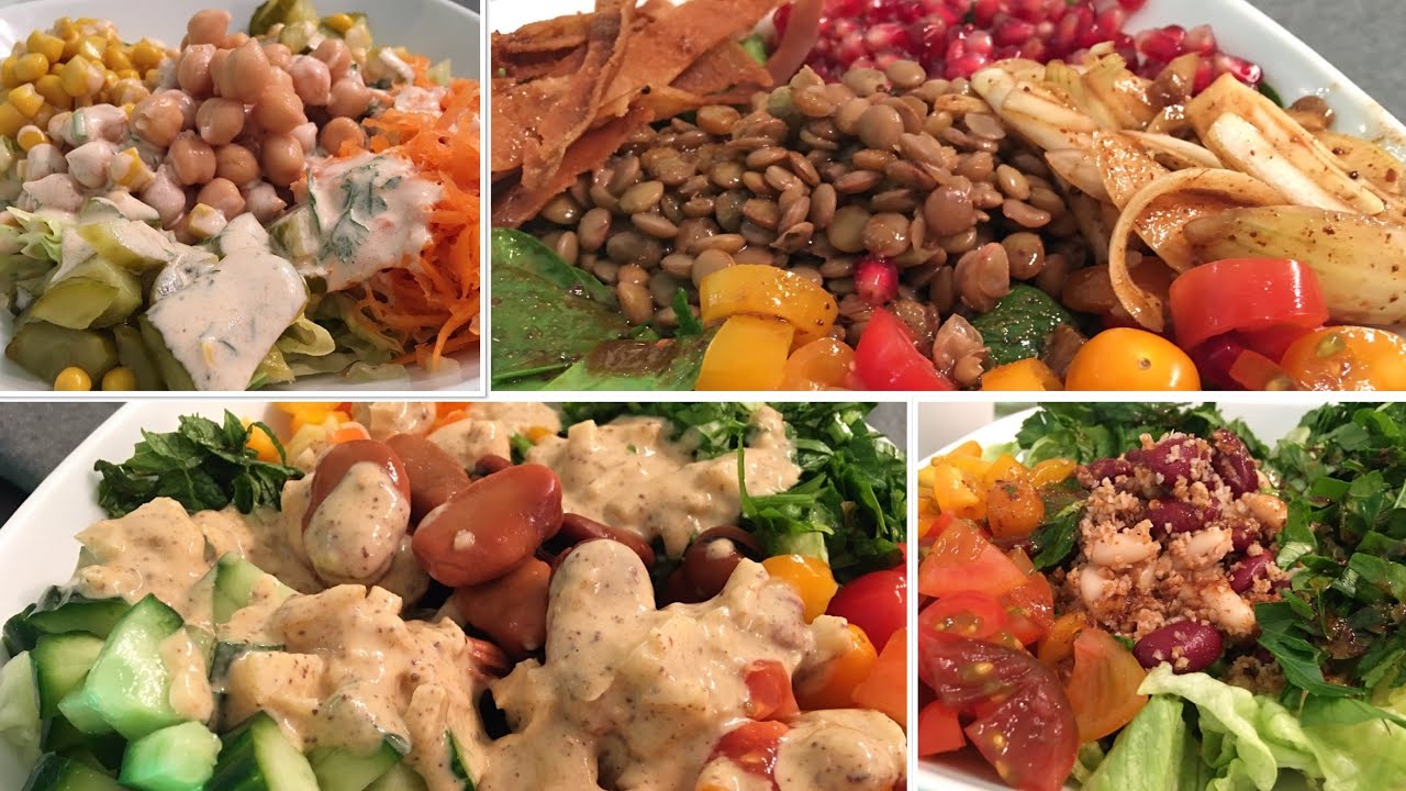 أربع وصفات لسلطات بالبقوليات | Four Salad Recipes with Legumes