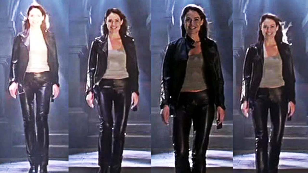 Claire Forlani in Leather Trousers