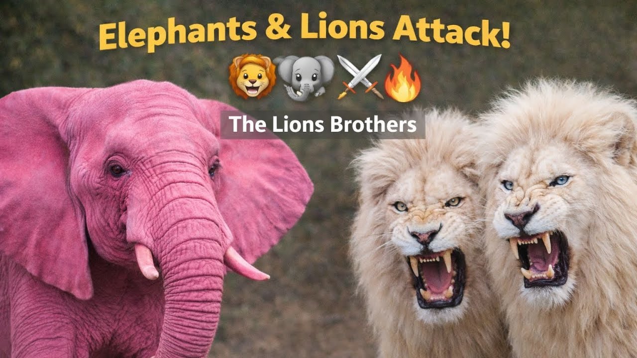 Os leões irmãos e o elefante rosa, Savanah Life(Parte 24) Leão e elefante 🦁🐘.