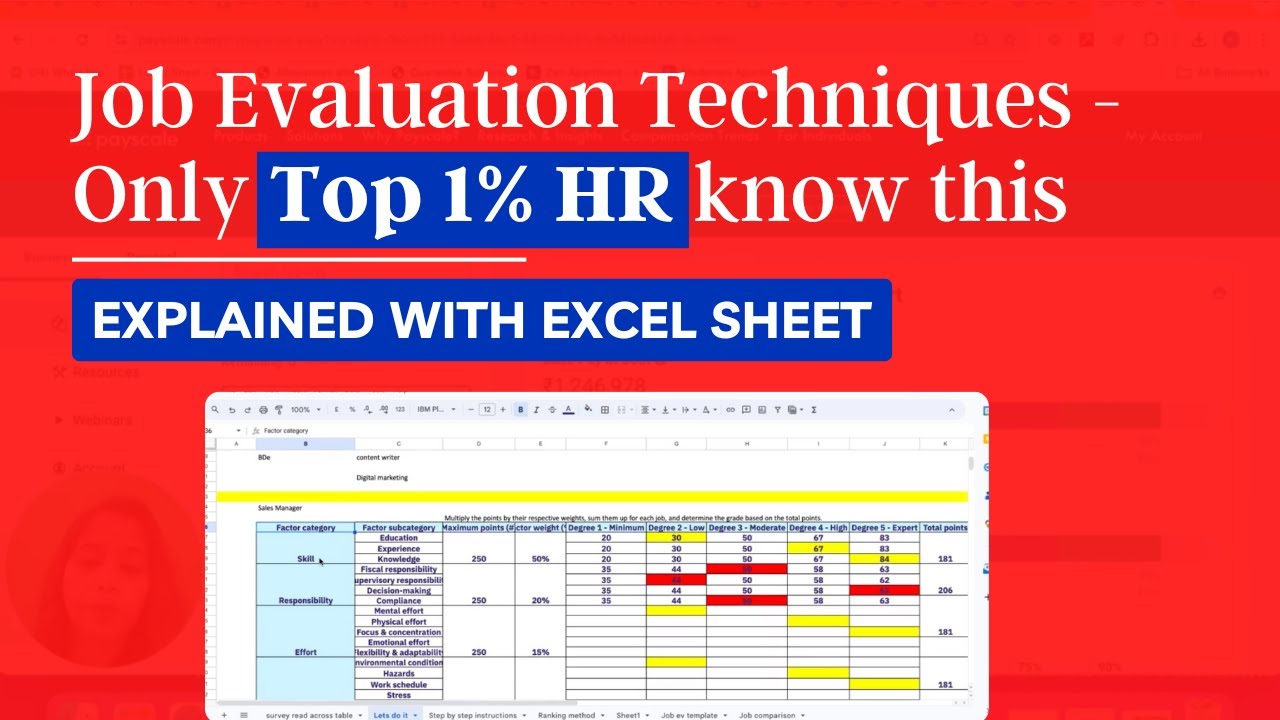 Job Evaluation Techniques - How to Evaluate a Job Profile as an HR | Explained with Excel