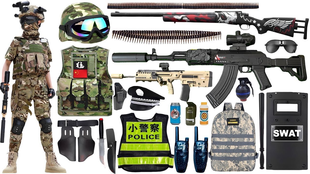 Special police weapon toy set unboxing | Barrett sniper gun | M24 sniper gun | Glock pistol | Bomb