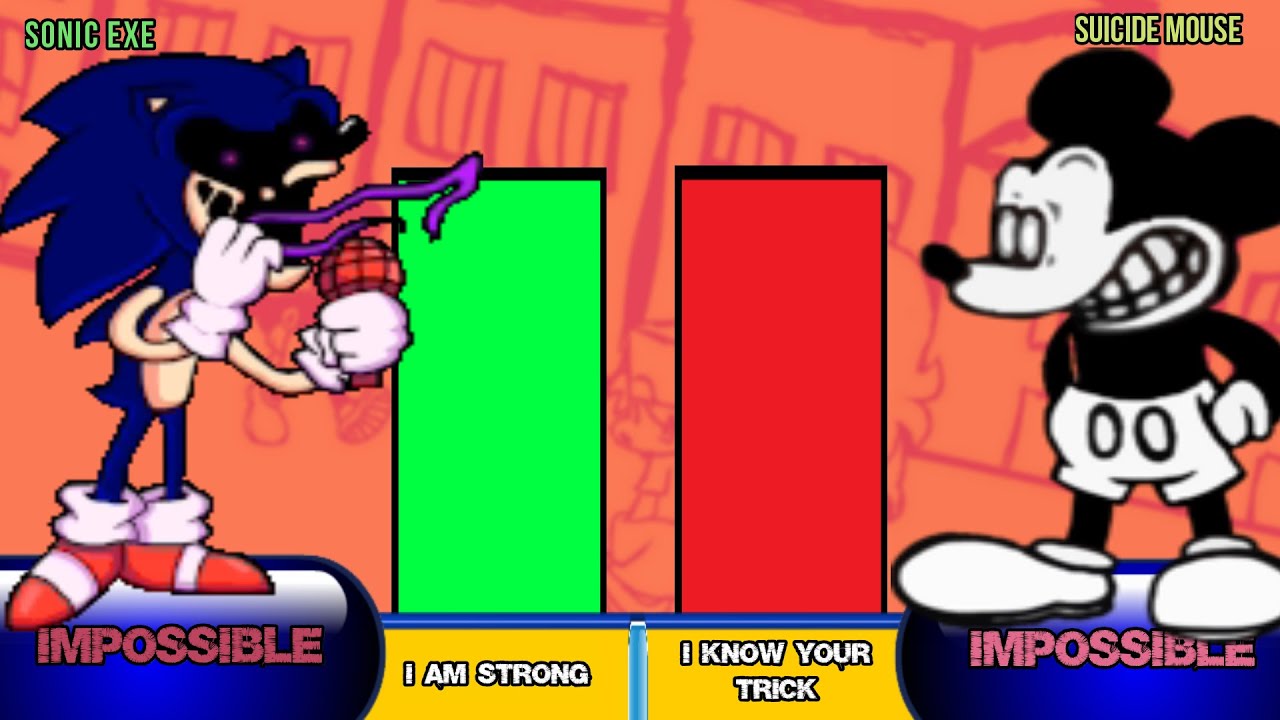 SONIC EXE VS САМОУБИЙСТВО УРОВНИ МОЩНОСТИ МЫШИ FNF | fnf Power Level Микки Маус против Соника