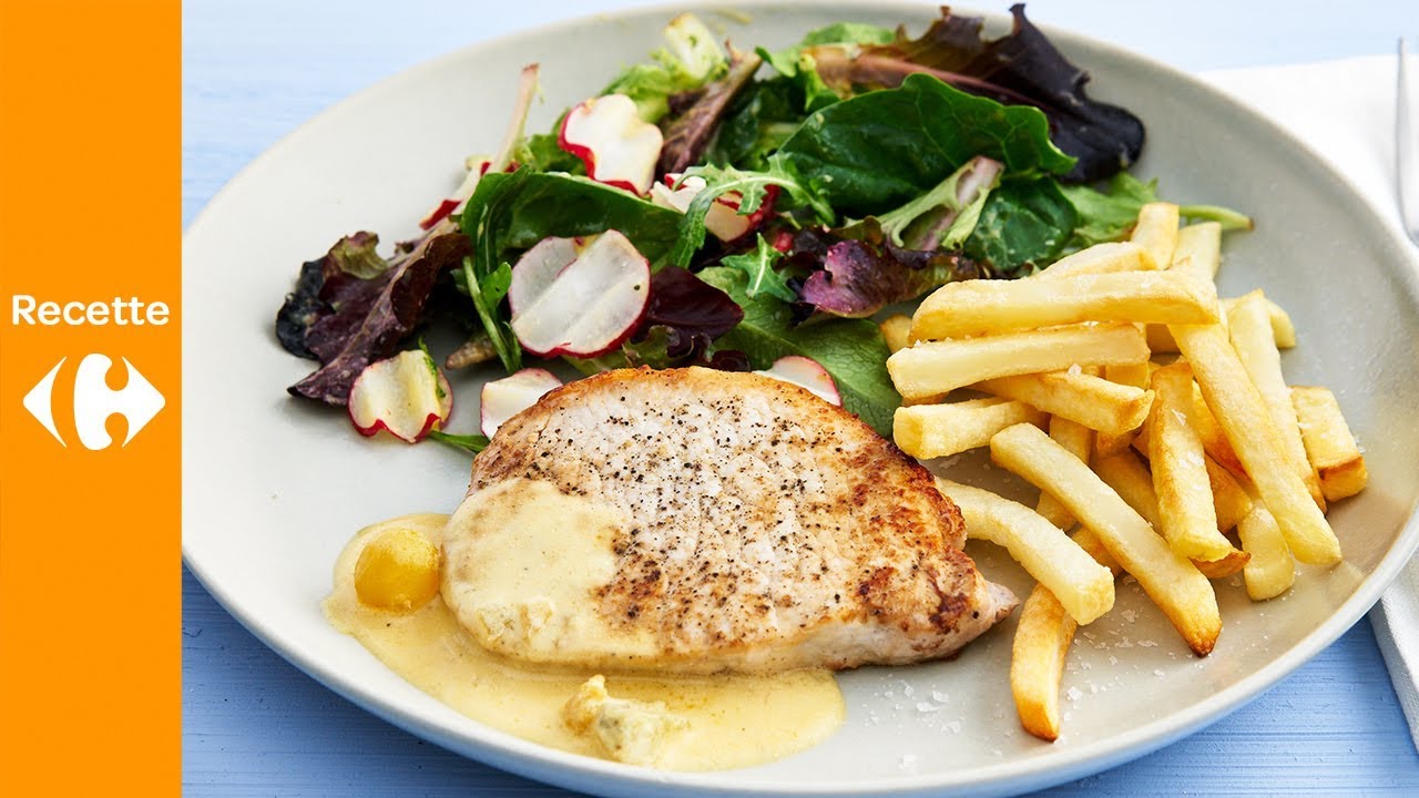 Médaillon de porc à la sauce Blackwell avec salade et frites au four