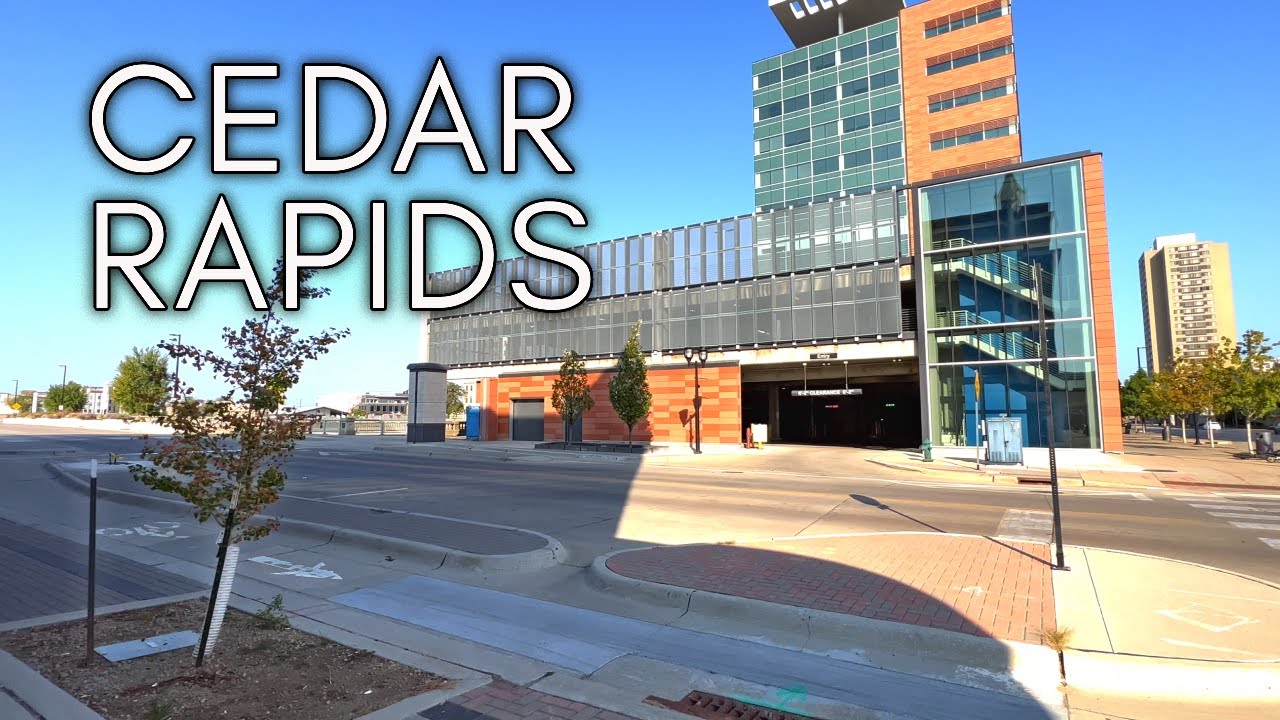 Cedar Rapids, Айова, США - 4K автомобильный тур по центру города Cedar Rapids.