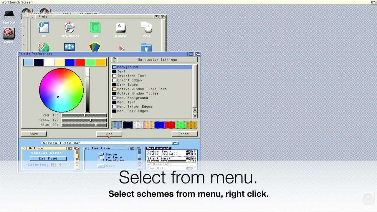 Change Amiga Workbench Colour Scheme OS 3.2