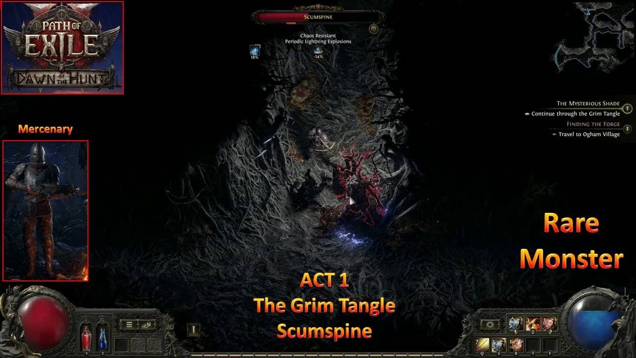 [*/\*] Path of Exile 2 - ACT 1 - The Grim Tangle - Rare Monster Scumspine (Mercenary)