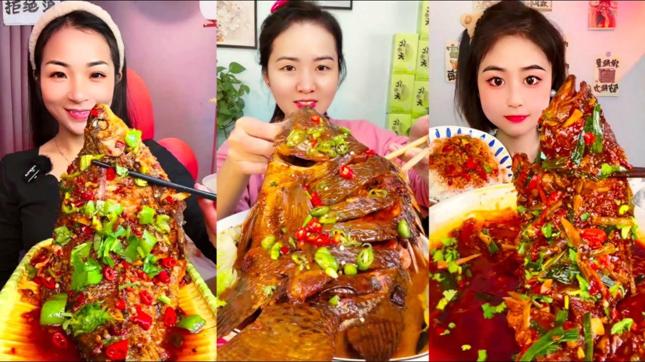 ASMR CHINESE FOOD MUKBANG EATING SHOW FISH | FISH 🐟, RICE 🍚, MUKBANG ASMR | BIG TILAPIA FISH CURRY