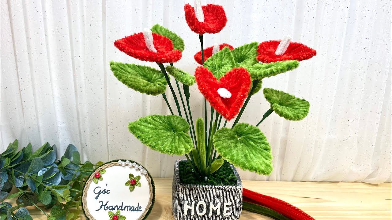 How to make Anthurium flowers from velvet zinc | Cách làm cây hoa Hồng Môn từ kẽm nhung