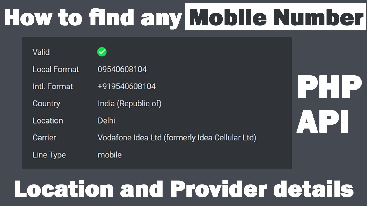 How to find any Mobile Number Location and Provider details from API