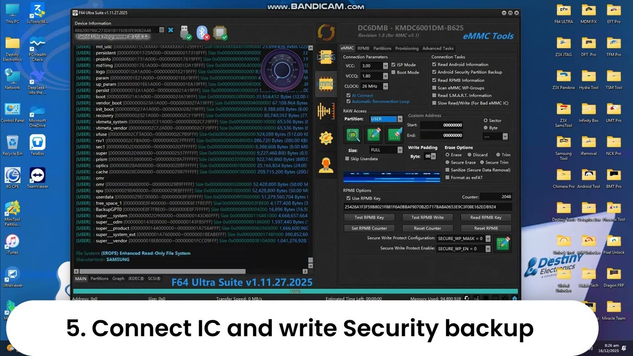 RPBM READ, RESET COUNTER AND WRITE PROVISIONED RPBM USING F64 ULTRA ON SAMSUNG DC6DMB (KG AND OEM)