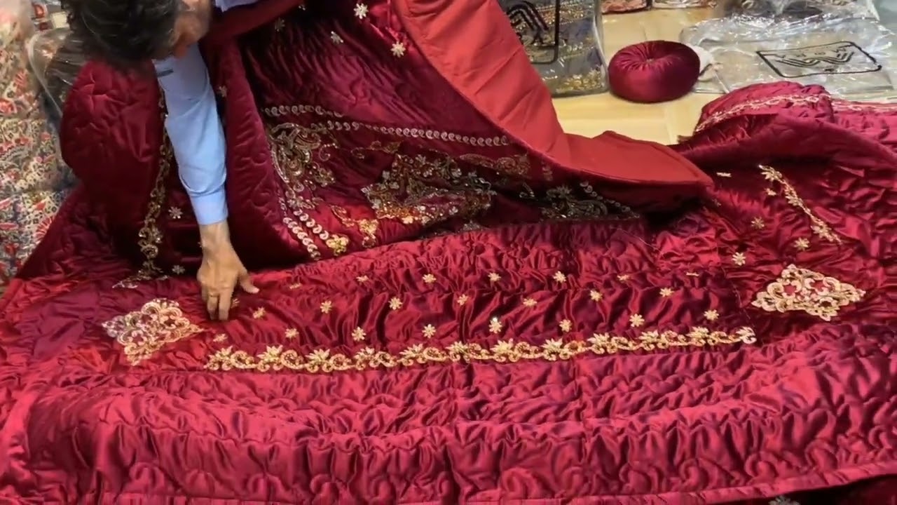 NEW HAND MADE TURKISH DESIGN VELVET BRIDAL BED SET 11PCS &hearts;️|AVAILABLE WHOLESALE PRICE||