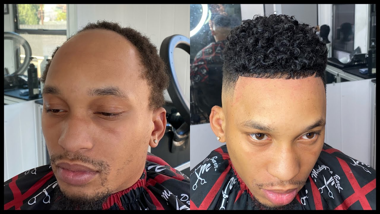Bald to Deep Curl Hair Unit  by @Mickeydabarber