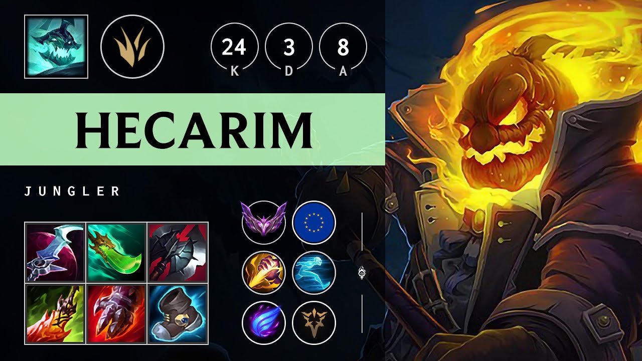 Hecarim Jungle vs Jarvan IV: Triple Kill, Legendary - EUW Master Patch 14.24