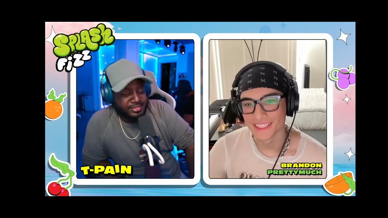 Brandon Arreaga from PRETTYMUCH on Beat Battles with host T-Pain on Twitch
