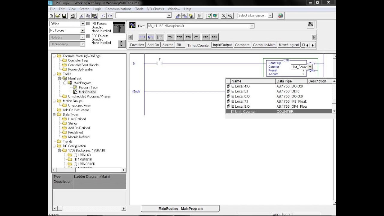 PLCLogix 5000 Tutorial 2 - Working With Tags - PLC Technician II