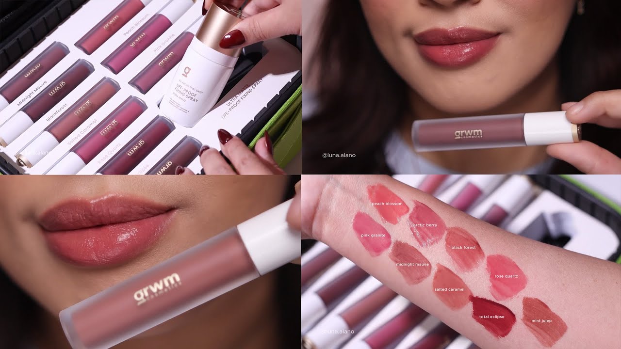 GRWM Cushion Tint Lip Swatches on light medium skintone