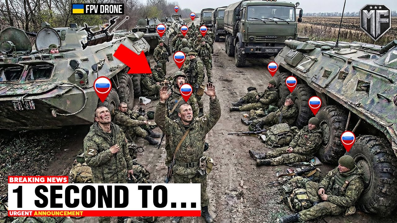 Large Russian Convoy Spotted by Ukrainian FPV Drones Near Pokrovsk - Then THIS Happened...