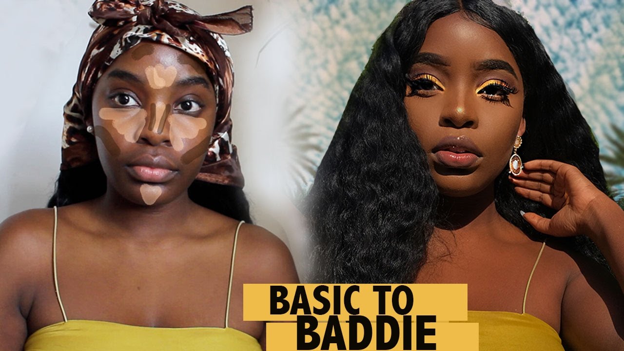 BASIC TO BADDIE MAKEUP TRANSFORMATION - DARK SKIN MAKEUP TUTORIAL