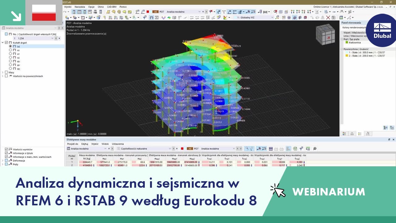 [PL] Analiza dynamiczna i sejsmiczna w RFEM 6 i RSTAB 9 według Eurokodu 8