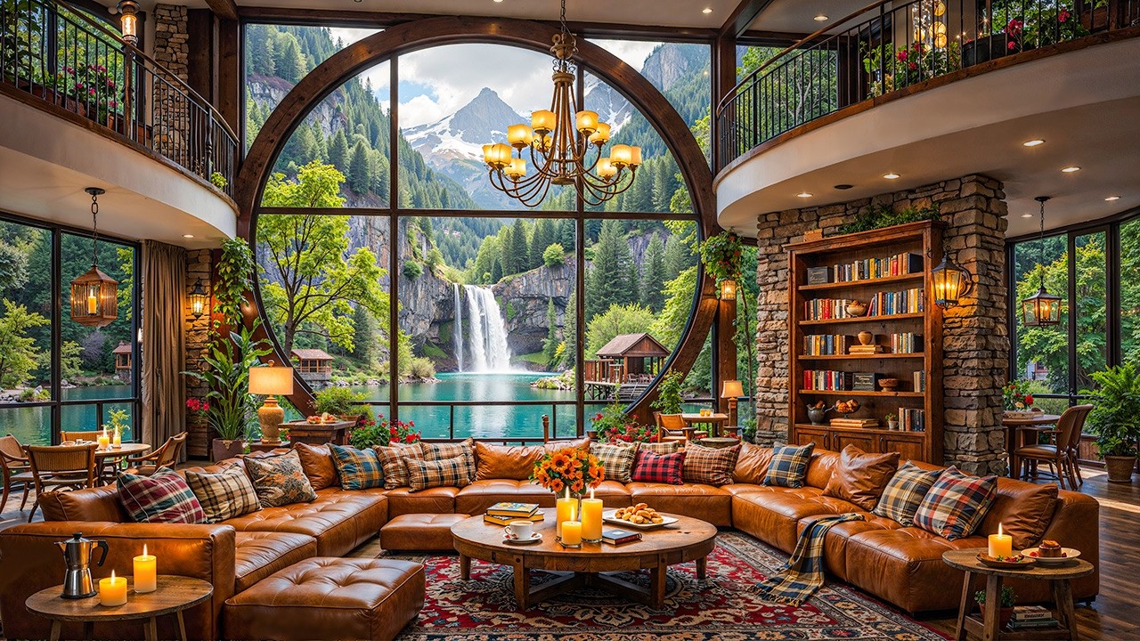 Gentle Waterfall Retreat Jazz About Mountain Nature – Peaceful Jazz Melodies For Relaxation & Study