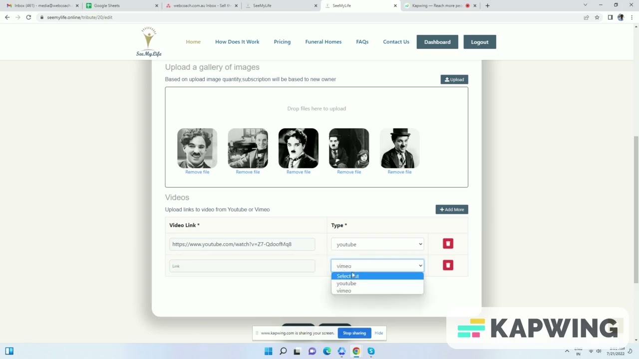 SeeMyLife - How to edit eTribute page