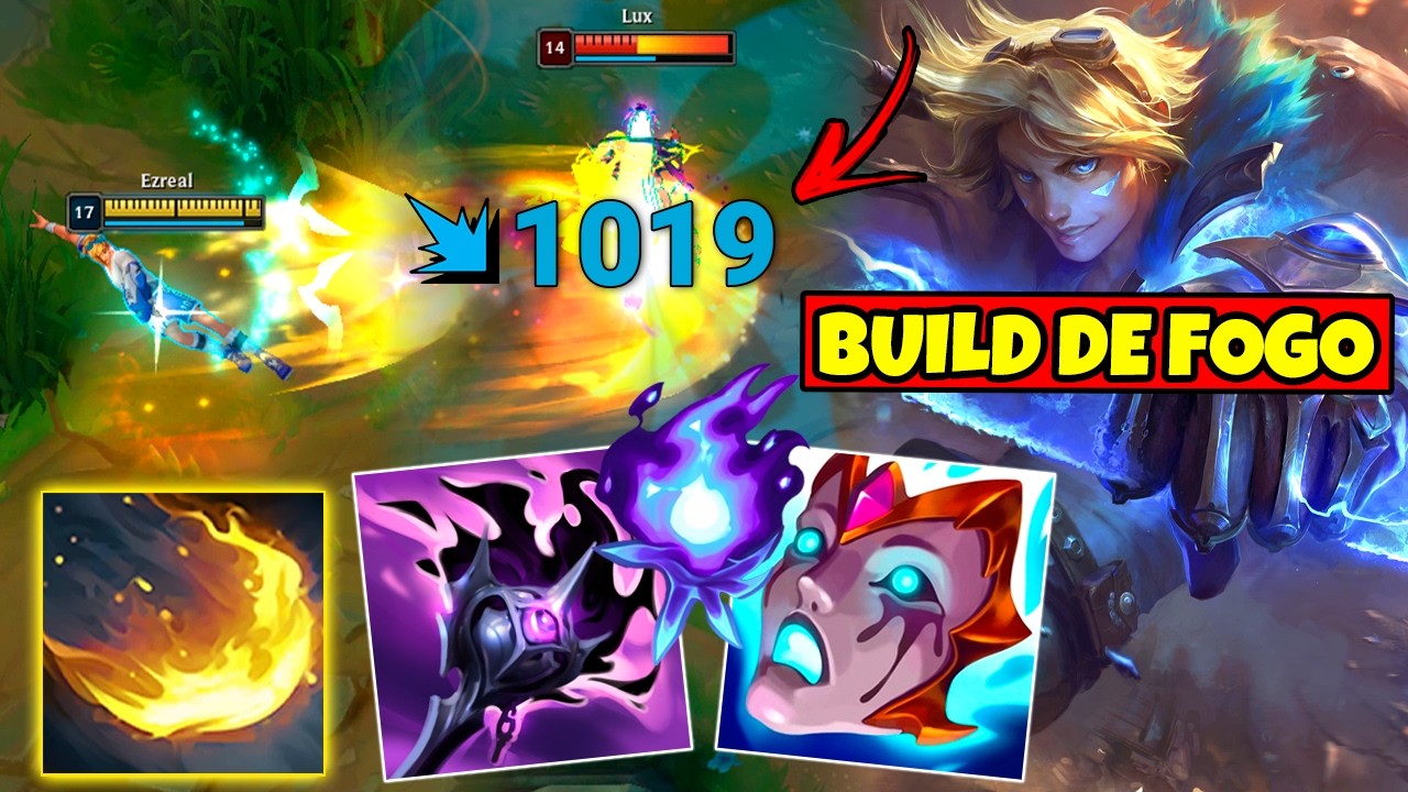 EZREAL AD E AP MID COM A MANOPLA FLAMEJANTE