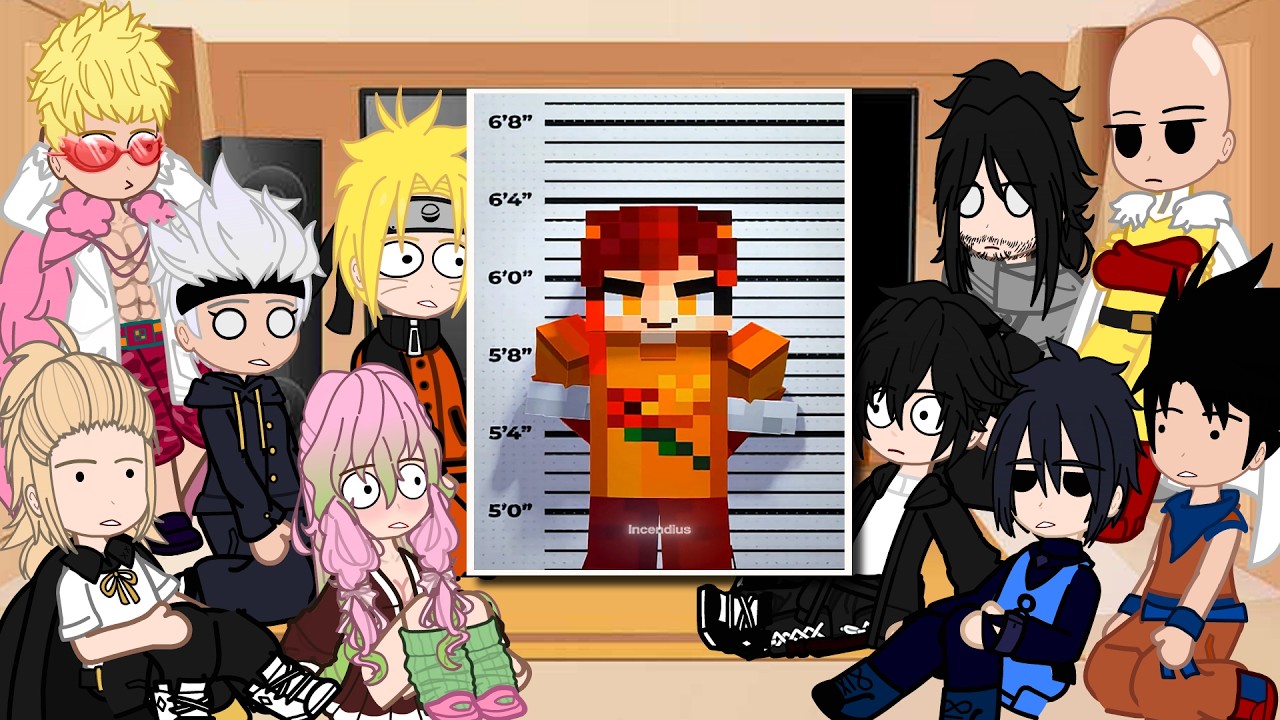 Anime Characters React To INCENDIUS || Gacha reacts to Minecraft + HamoodeG & AJ + Bonus SCARY MOBS