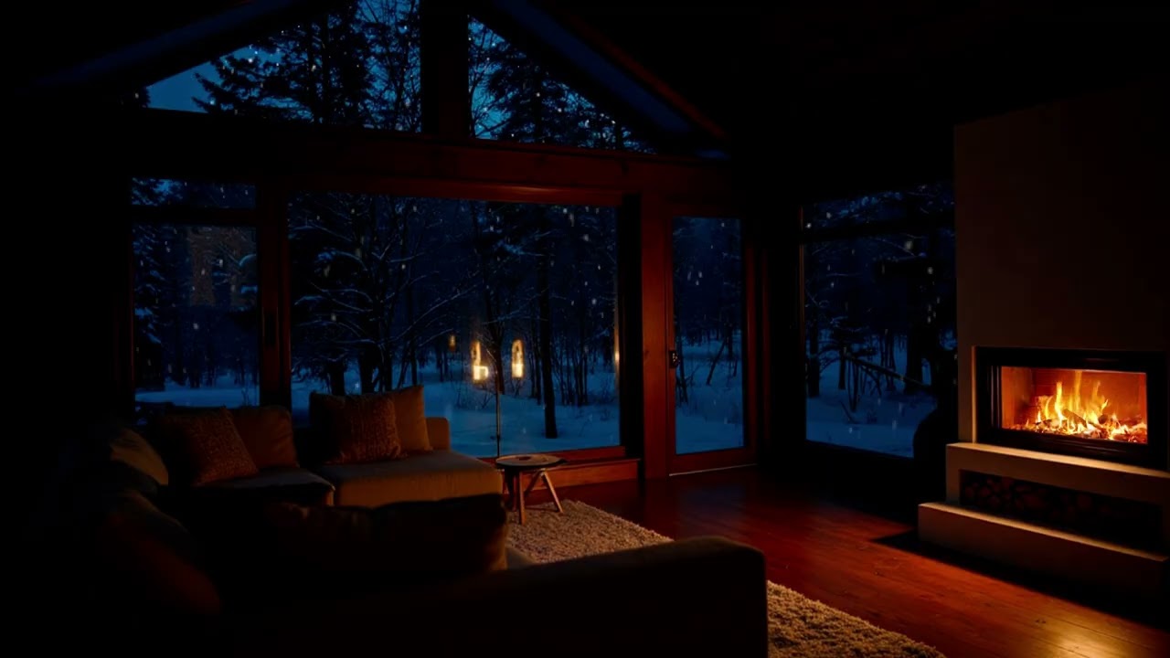 Deep Winter Cabin Piano by Fireplace | Calm Night Music for Sleep, Relax, Study & Stress Relief