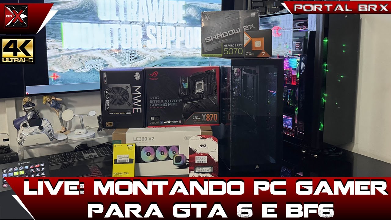 LIVE: Montagem de PC Gamer para GTA 6 e BF6| Ryzen, RTX 5070 em Corsair 3500