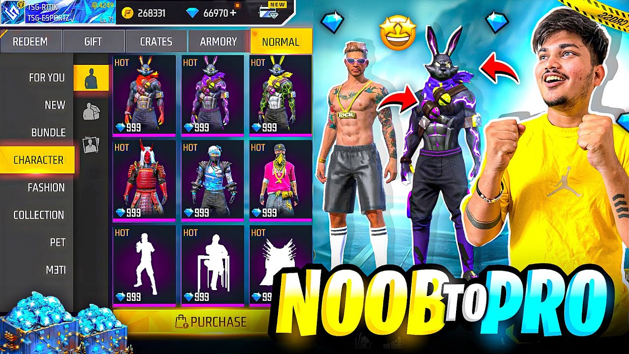 Free Fire New Id To Pro Id In 10 Mins Unlocked All Bundles And Gun Skins😍 -Garena Free Fire