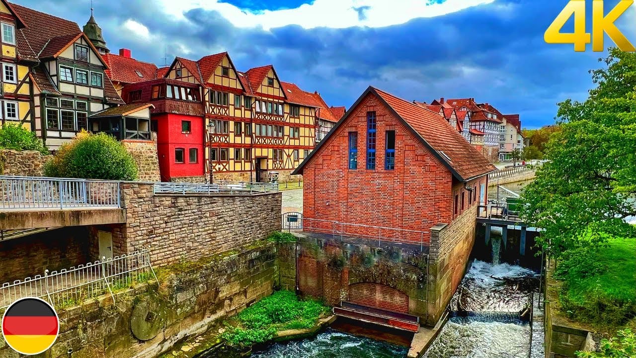 Walking tour in Han Münden, Germany 4K 60fps - A beautiful German town in autumn time