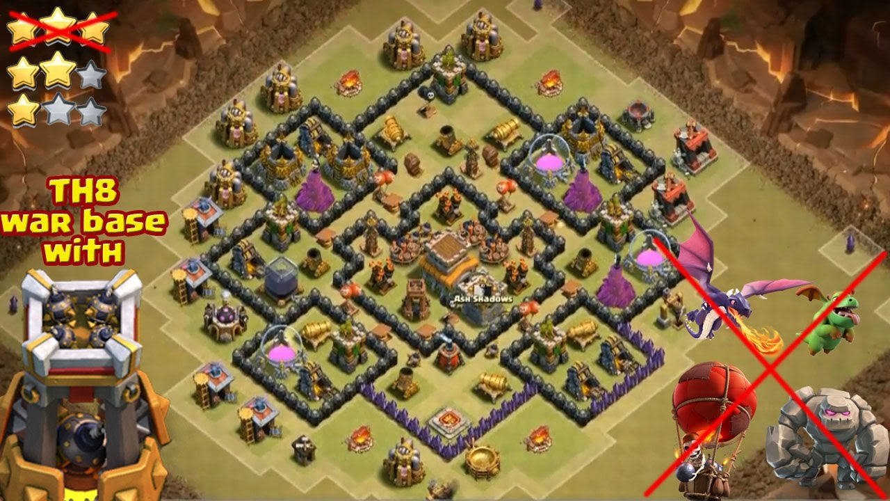 TH8 War Base 2016 With Bomb Tower &diams; Anti Everything &diams; Anti Gowipe &diams; Anti 3 Star