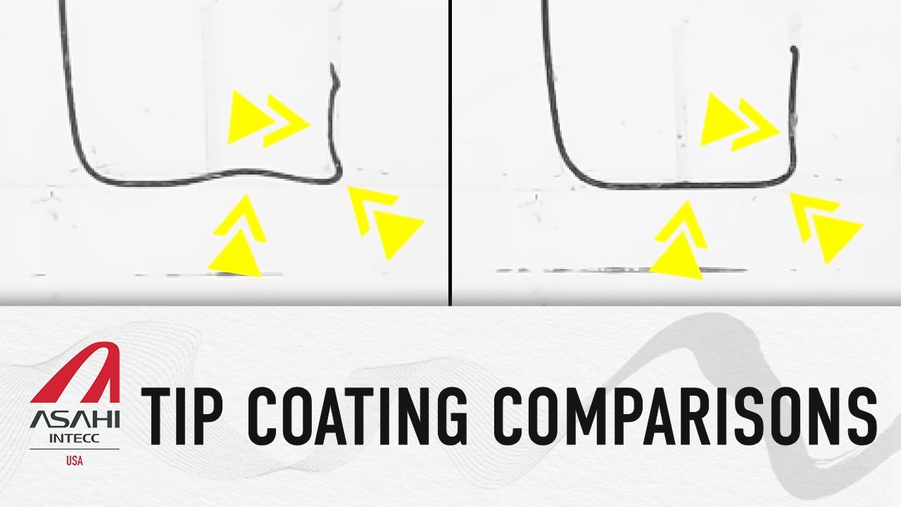 Differences in guidewire behavior due to tip coating.