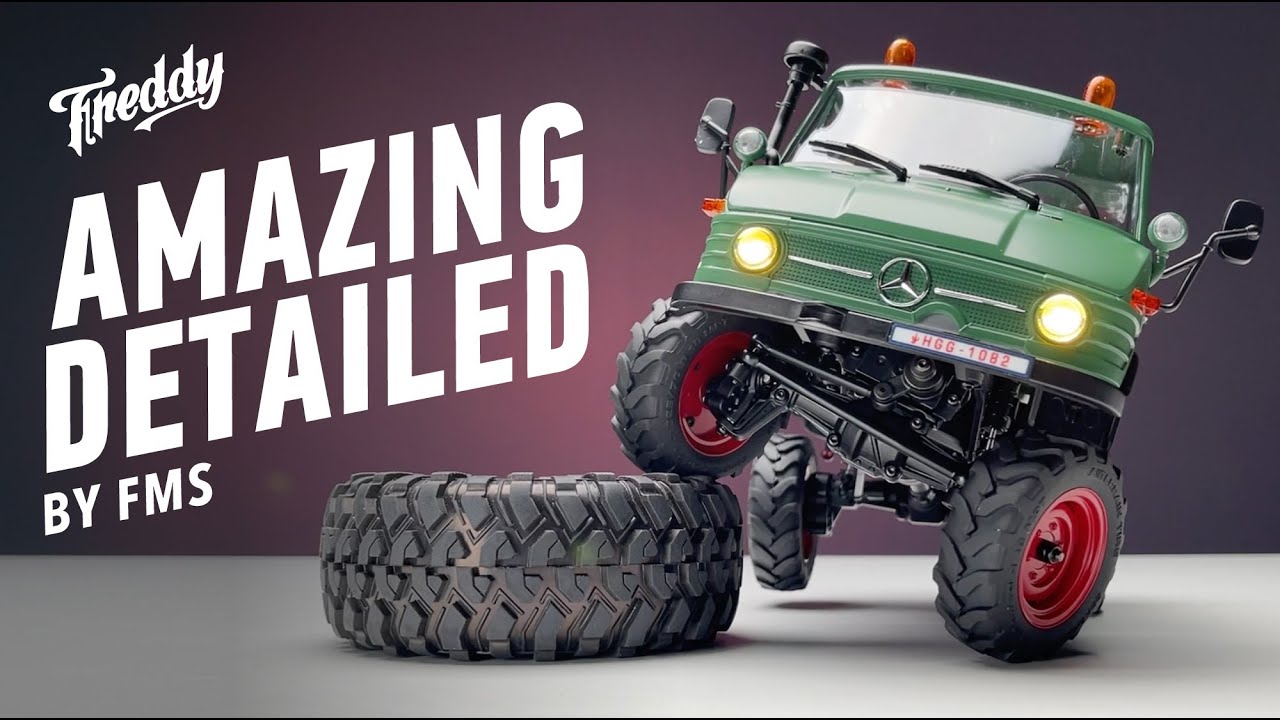 Overcomes easily. RC crawler Mercedes Benz Unimog 421 in 1/24 scale by FMS Model