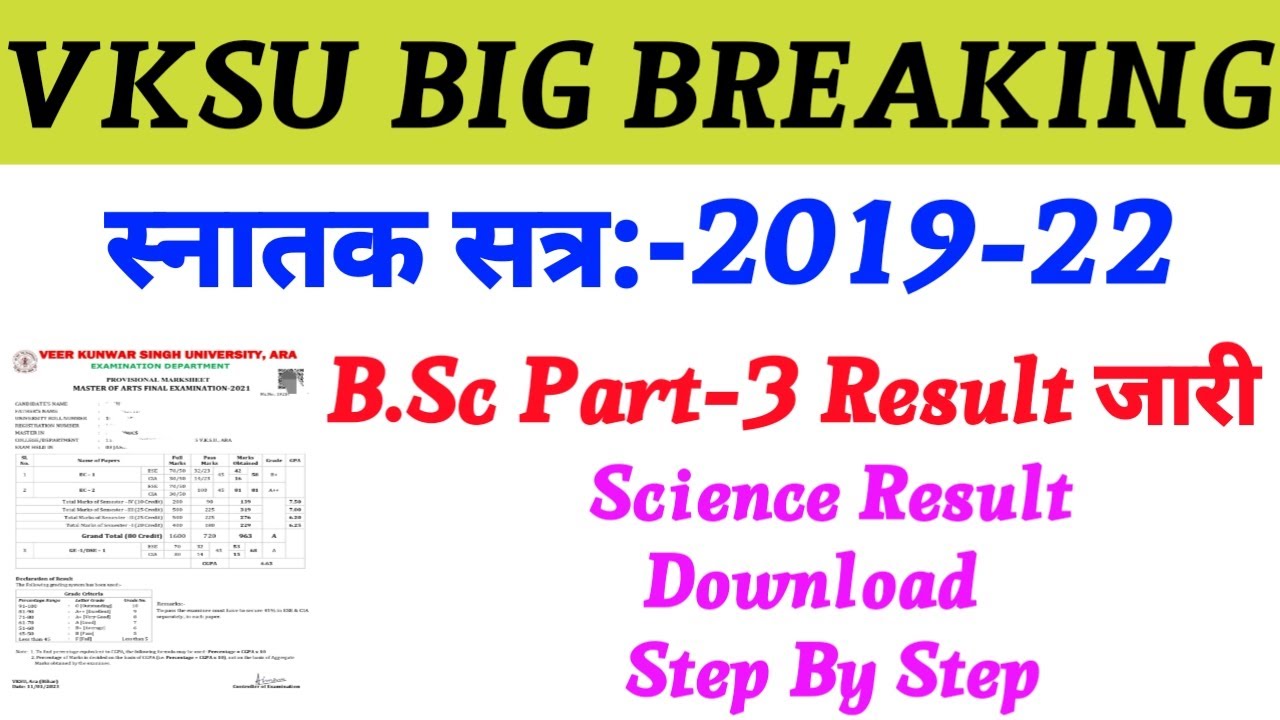 How To Download B.Sc Part 3 Result 2019-22 | How To Check Part 3 Science Result 3019-22 #VksuResult