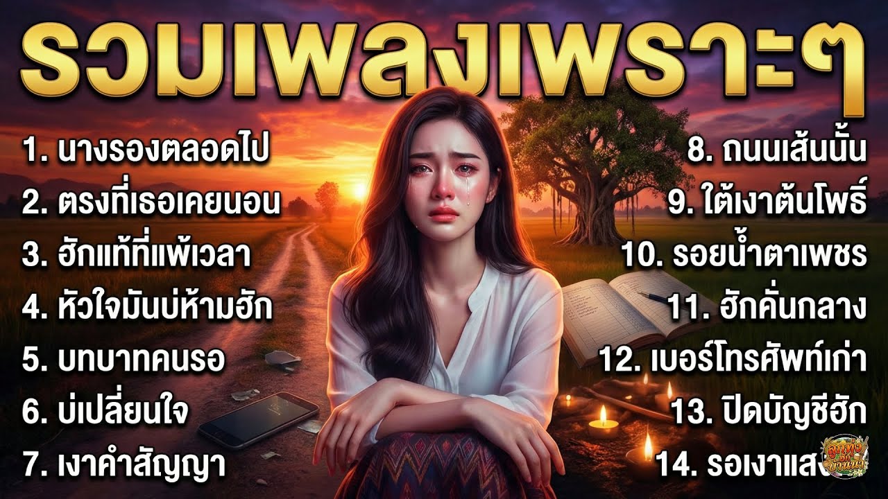 รวมเพลงลูกทุ่งเพราะๆ ใจพังแต่ยังรัก ฟังเพลินๆ เพลงลูกทุ่งเศร้า สำหรับคนเจ็บแต่ยังต้องยิ้ม ไม่มีโฆษณา