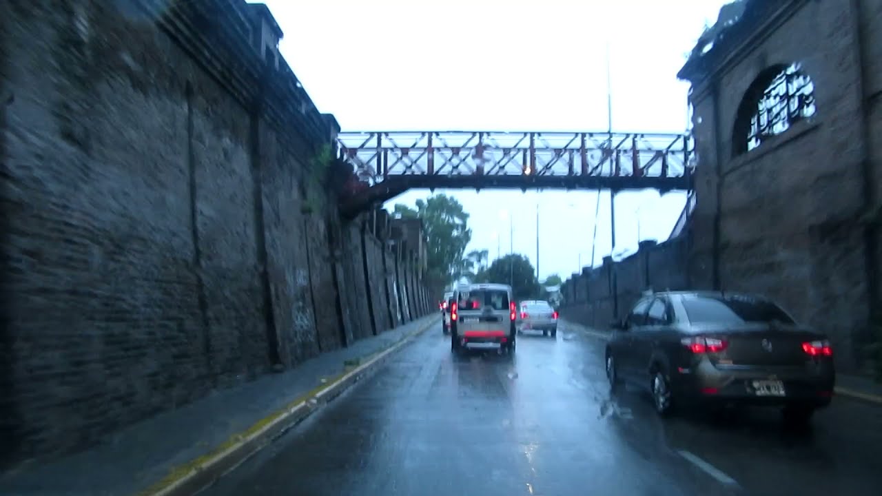 Rosario, Costa con lluvia, Monumento a la Bandera hasta Puente Rosario Victoria, Vista auto car view