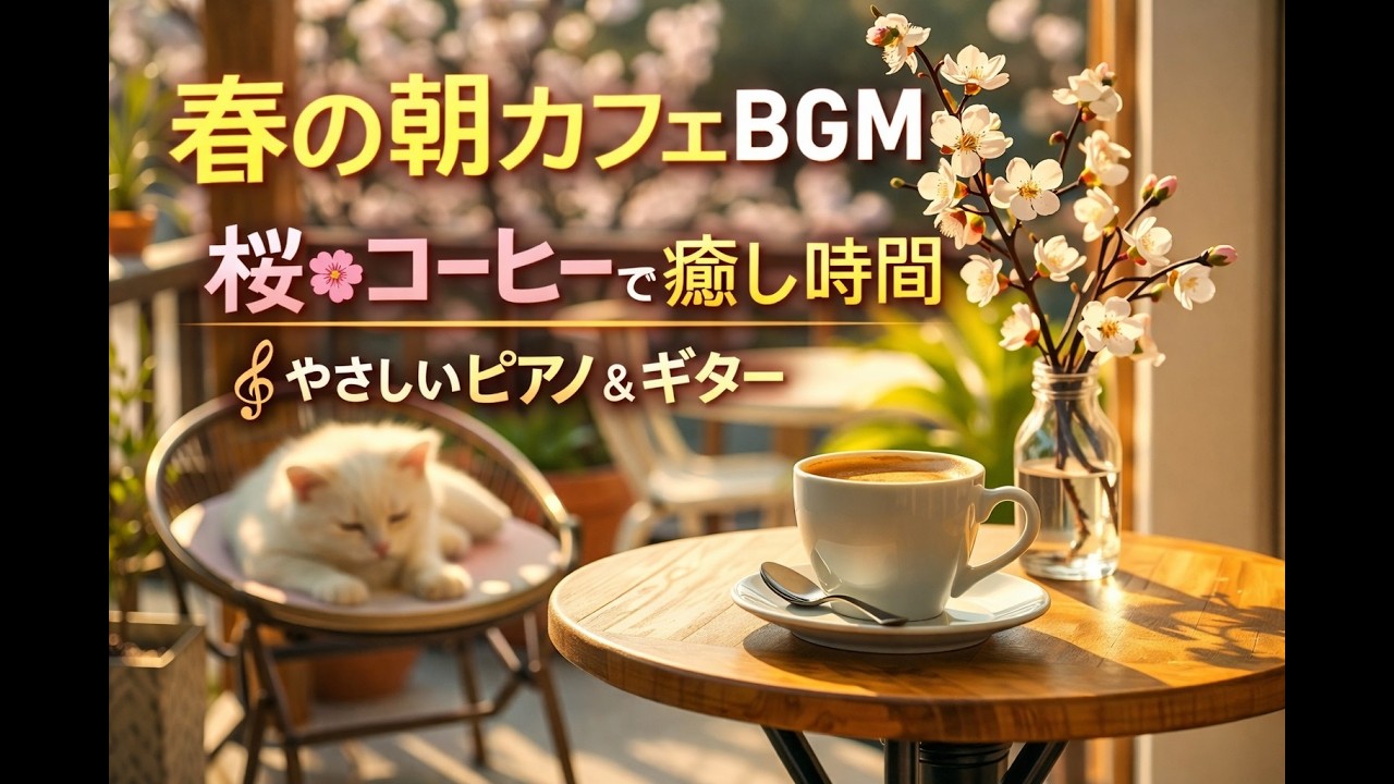 春の朝カフェBGM｜桜とコーヒーで過ごす癒し時間🌸☕ やさしいピアノとギターでリラックス (修正済)