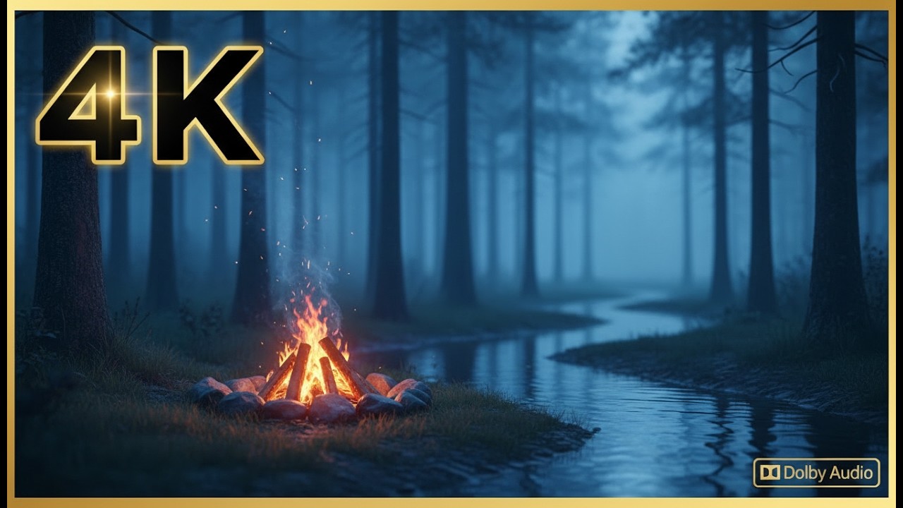 🔥 4K Forest Campfire Sounds 🌲 Relaxing Fire & Nature Ambience for Deep Sleep | Dolby Audio