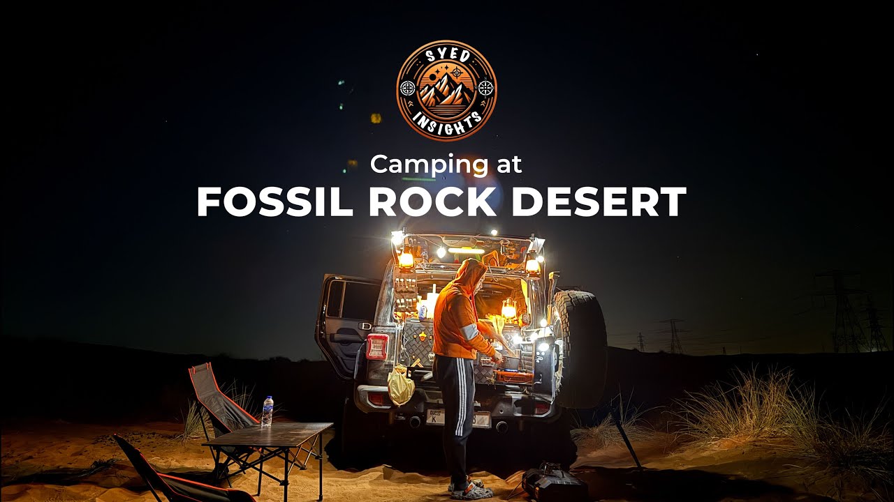 FOSSIL ROCK DESERT | JEEP WRANGLER | ASMR CAMPING | SOLO TRIP | 4K VLOG | UAE | 2024