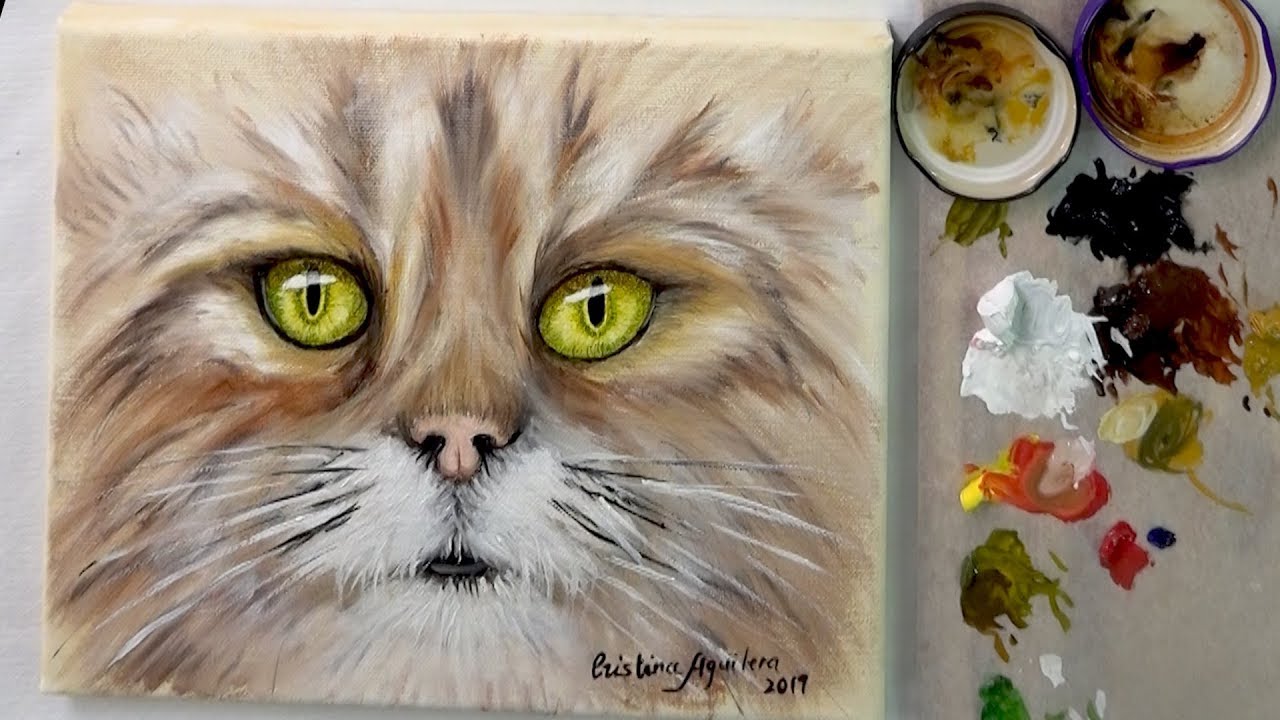 Como pintar un gato con la técnica del boligrafo y oleo
