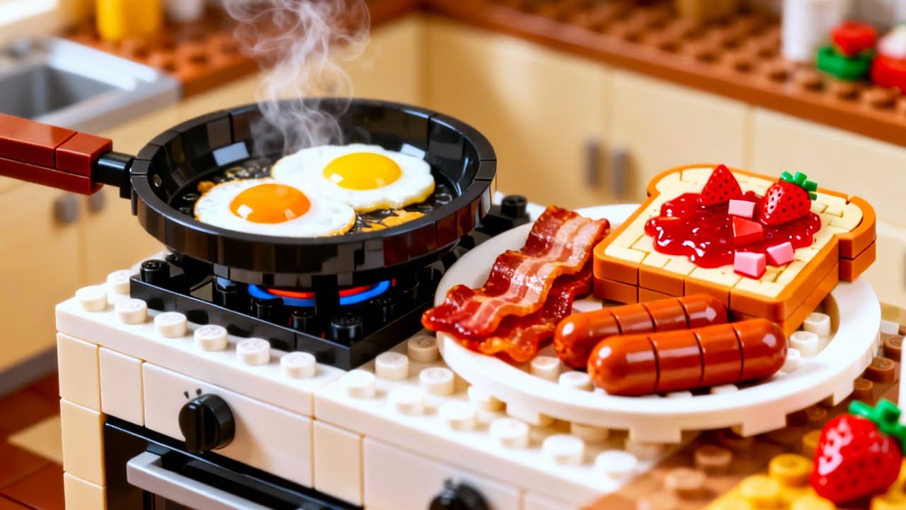 LEGO Cooking ASMR Stop Motion | Real Life Miniature Western Breakfast Made from LEGO
