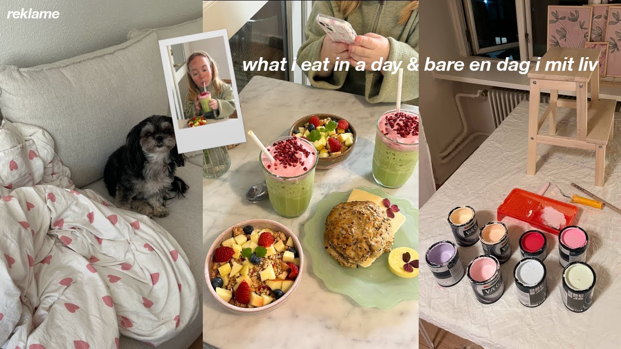 WHAT I EAT IN A DAY: maler møbler, hygger med Helene, sonny angels unboxing & chit chat grwm